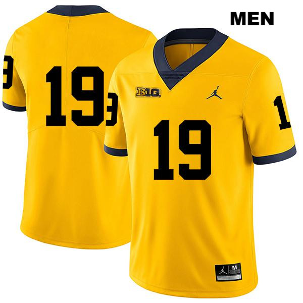 Men's NCAA Michigan Wolverines Kwity Paye #19 No Name Yellow Jordan Brand Authentic Stitched Legend Football College Jersey QN25Z06KJ